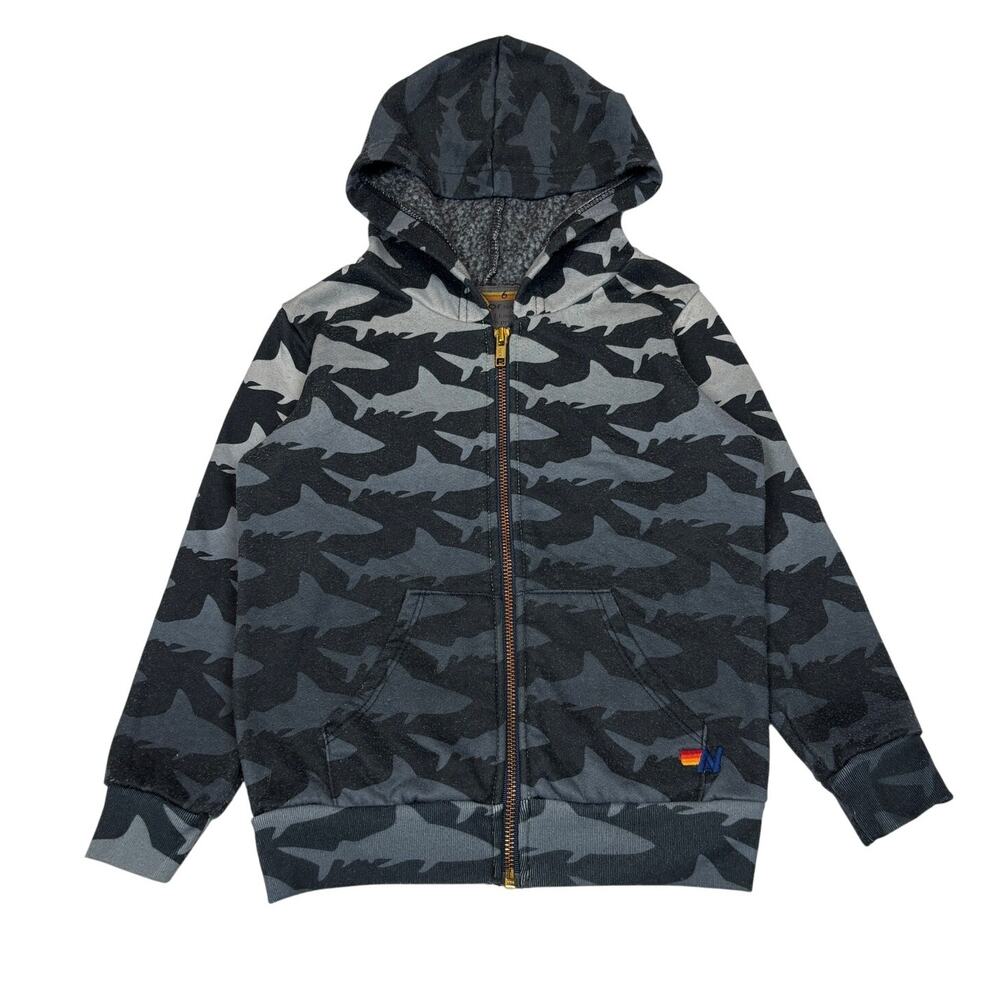 Aviator Nation Shark Print Full Zip Hoodie Kids Size 6 Rare